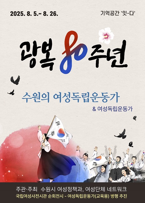 기억공간 ‘잇-다’ 광복 80주년 기념 기획전시 ‘수원의 여성독립운동가’ 홍보 포스터.