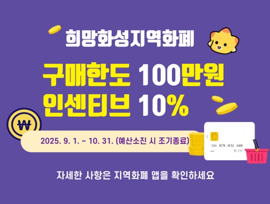 화성시 '지역화폐 확대발행' 안내문.