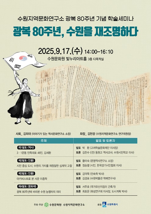 ‘광복 80주년, 수원을 재조명하다’ 홍보 포스터.