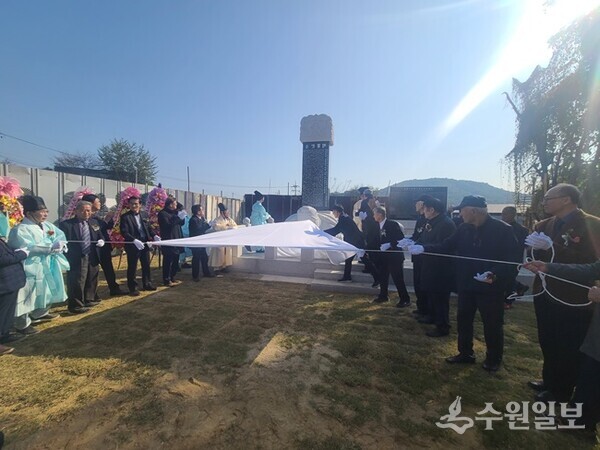 하남시 초이동에서 반남박씨 세양공 박강선생 신도비 제막식을 거행하고 있다. (사진=반남박씨 세양공파)