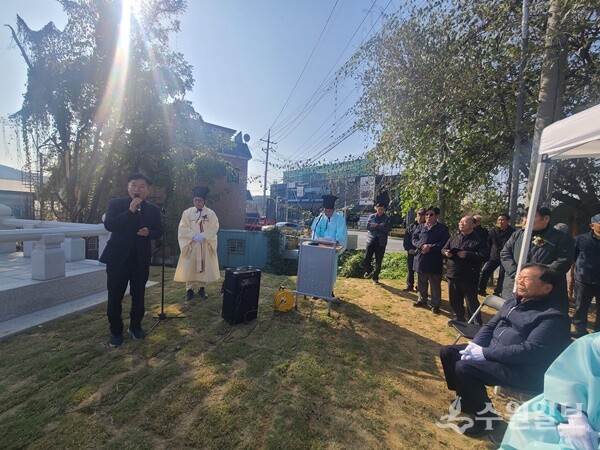 강병덕 하남시갑 더불어민주당 지역위원회 수석부위원장이 축사를 하고 있다. (사진=반남박씨 세양공파)