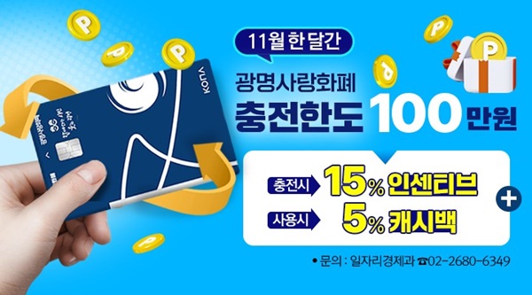 11월 광명사랑화폐 혜택 홍보 안내문.