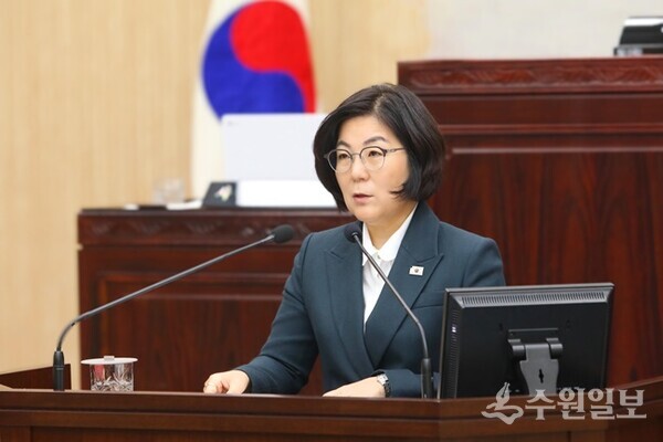 김보라 안성시장이 24일 '제235회 안성시의회 제2차 정례회'에서 2026년도 시정 운영 방향을 밝히고 있다. (사진=안성시)
