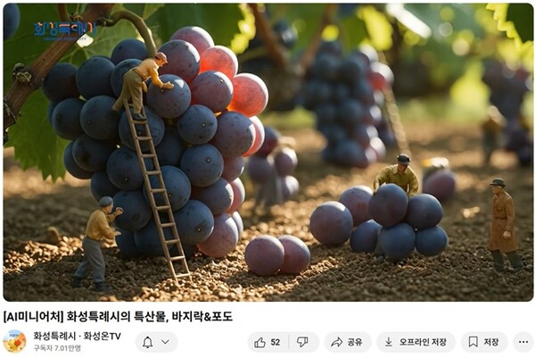 ‘화성특례시 유튜브 ·화성온TV’가 AI 기술로 구현한 화성 송산포도. (자료=화성시)