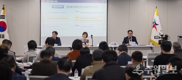 경기도교육청 서혜정 정책기획관(가운데)이 2026년  경기교육 기본계획 발표안을 발표하고 있다.(사진=경기도교육청)