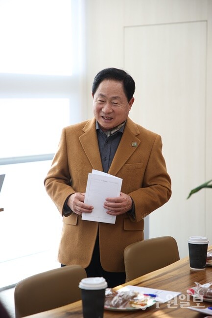 주광덕 시장이 ‘2025 하반기 시민리포터 워크숍’에서 인사말을 하고 있다. (사진=남양주시)