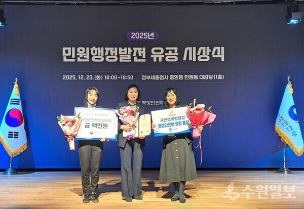 수상 후 수원시 관계자들이 함께하고 있다. (사진=수원시)