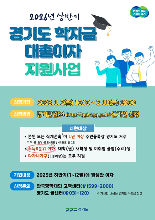 경기도 대학생 학자금 대출이자 지원사업 홍보 포스터.