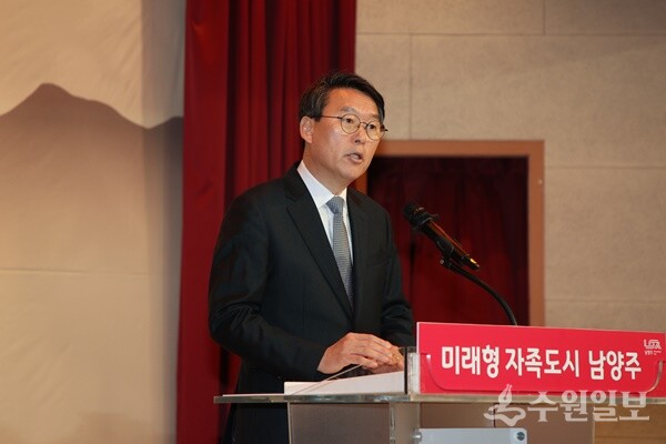 김상수 제25대 남양주시 부시장이 취임사를 하고 있다. (사진=남양주시)