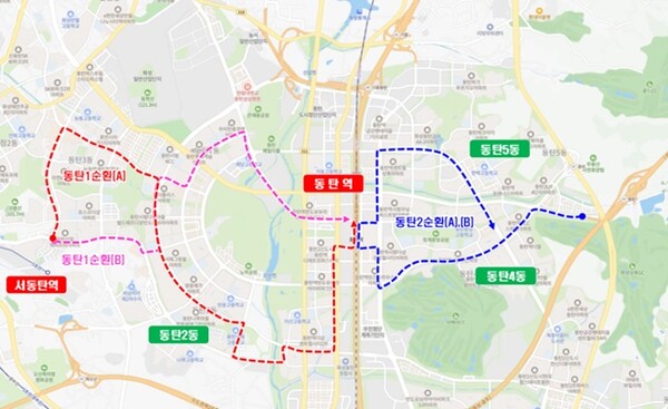 동탄역 순환버스 노선도.
