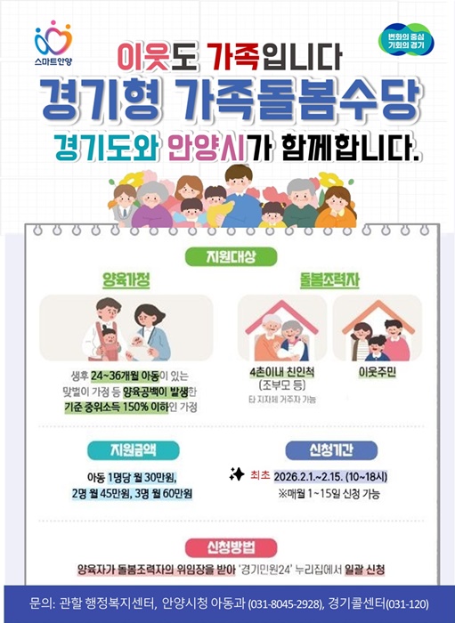 안양시 ‘경기형 가족돌봄수당’ 홍보 포스터.
