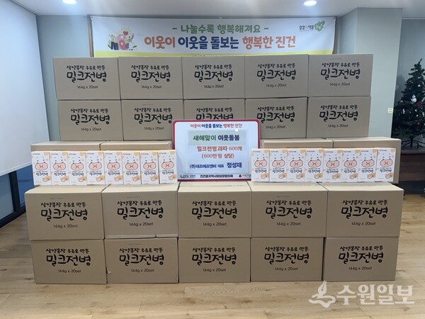 ㈜대조에프앤비가 취약계층을 위해 진건퇴계원행정복지센터에 전달한 약 600만원 상당의 수제 전병. (사진=진건퇴계원행정복지센터)