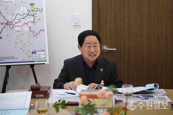 주광덕 시장이 남양주시장애인체육회 2026년 정기총회를 주재하고 있다. (사진=남양주시)