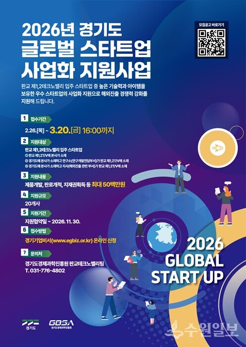 2026년 경기도 글로벌 스타트업 사업화 지원사업 공고 포스터.