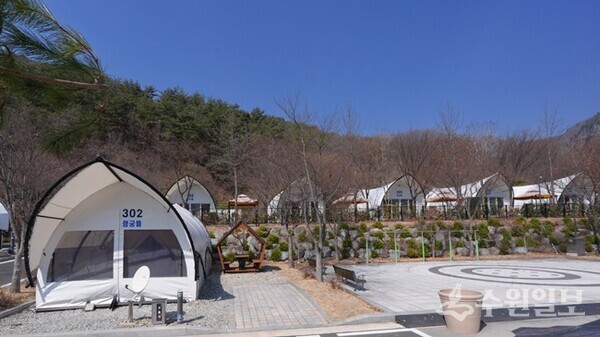 청량산 수원캠핑장 내 글램핑 시설 전경.(사진=수원시)