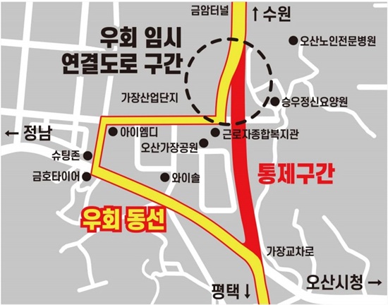 임시 연결도로 우회 동선.