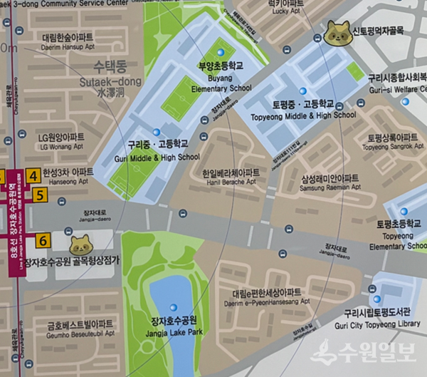 8호선 연장 구간 역사 내 안내도.