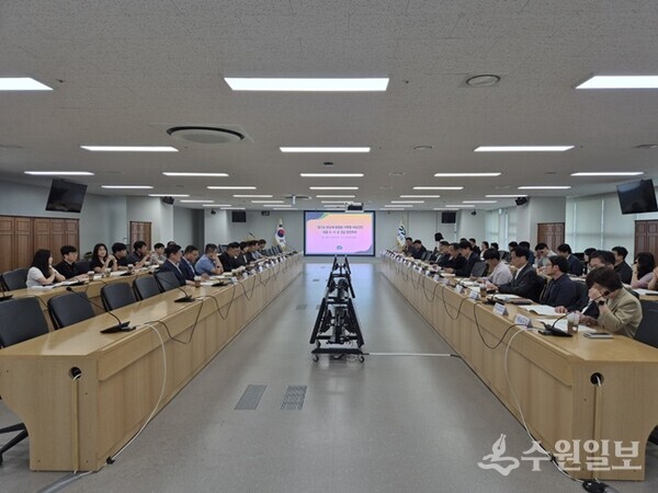 경기도가 28일 경기도청 율곡홀에서 ‘반도체특별법 시행령(안) 수도권 배제 관련 도-시.군 긴급 현안회의’를 갖고 있다. (사진=경기도)