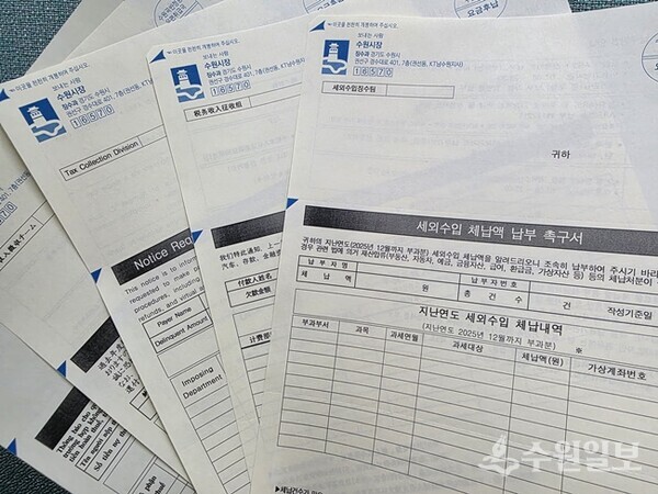 수원시가 전국 최초로 제작한 7개 언어 세외수입 체납 납부촉구서.