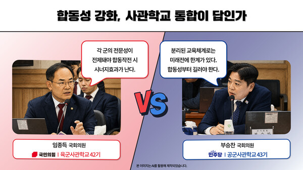 임종득 국회의원과 부승찬 국회의원의 '합동성'에 대한 입장 요약 (AI 활용 이미지)