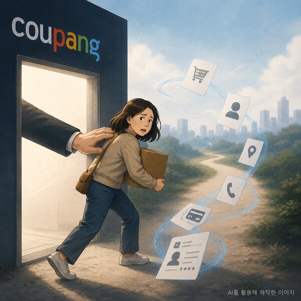 리콜 제품 환불할 땐 구매자를 밖으로 보내는 쿠팡 (AI 활용 제작 이미지)