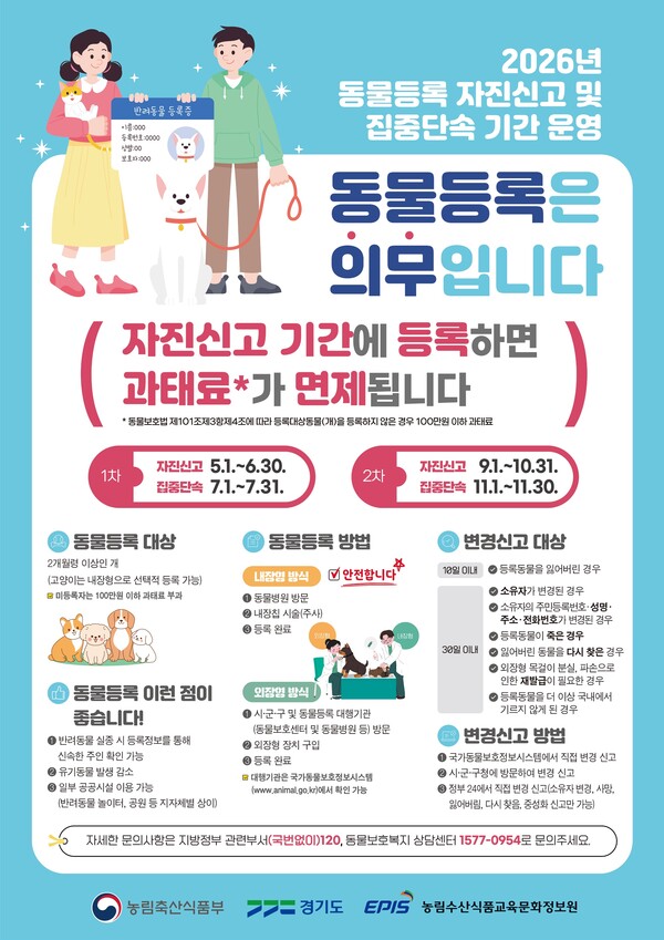 경기도가 10월 31일까지 운영하는 동물등록 안내문 (경기도 제공) 