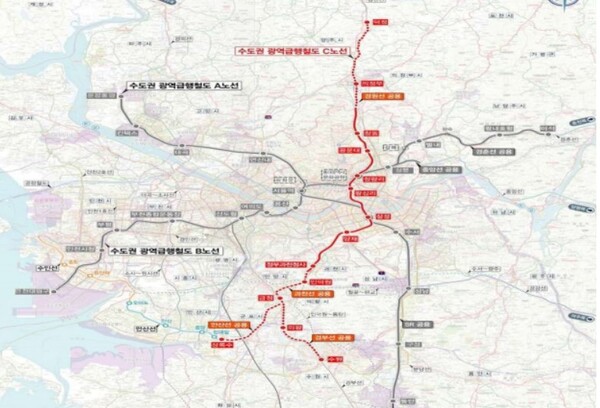 수도권광역급행철도(GTX) C노선도 (국토교통부 제공)